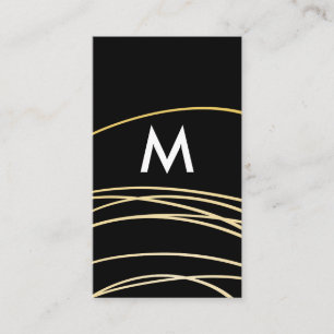Carte De Visite Scribbles d'or contemporain avec Monogramme