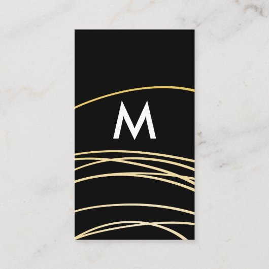 Carte De Visite Scribbles d'or contemporain avec Monogramme (Devant)