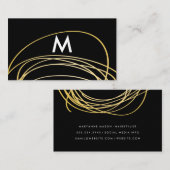 Carte De Visite Scribbles d'or contemporain avec Monogramme (Devant / Derrière)