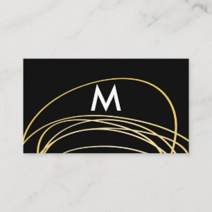 Carte De Visite Scribbles d'or contemporain avec Monogramme