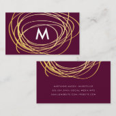 Carte De Visite Scribbles d'or contemporain avec Monogramme (Devant / Derrière)