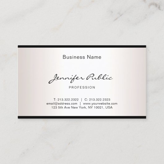 Carte De Visite Script À Main Élégant Simple Glamor Silver Look (Dos)