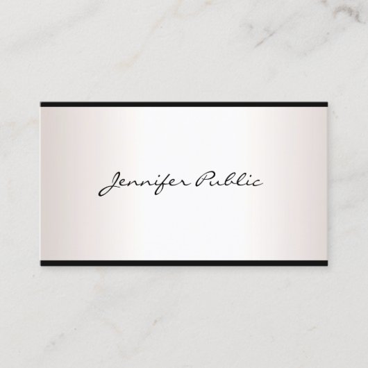 Carte De Visite Script À Main Élégant Simple Glamor Silver Look (Devant)