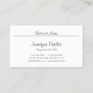 Carte De Visite Script à main levée Minimaliste Chic moderne Plain