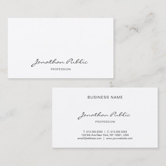 Carte De Visite Script à main libre professionnel élégant moderne  (Devant / Derrière)