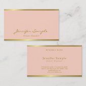 Carte De Visite Script à main rose or moderne élégant planificateu (Devant / Derrière)