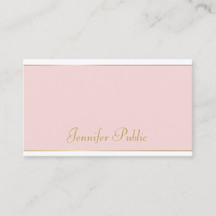 Carte De Visite Script à main tendance Blush Pink Gold Modèle mode
