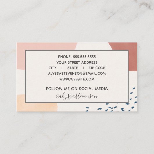 Carte De Visite Script Abstrait de signature orange de combustion  (Dos)