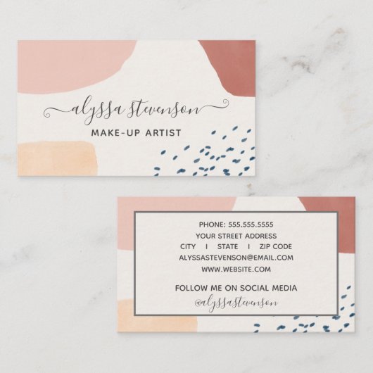 Carte De Visite Script Abstrait de signature orange de combustion  (Devant / Derrière)