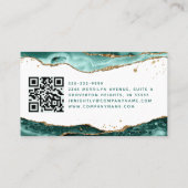 Carte De Visite Script Agate Turquoise Monogramme Parties scintill (Dos)