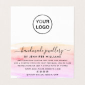 Carte De Visite Script aquarelle, logo/Carte de remerciements phot (Intérieur déplié)