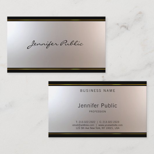 Carte De Visite Script Attractif Design moderne Glamour Plain (Devant / Derrière)