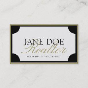Carte De Visite Script B/W Gold/Bordure