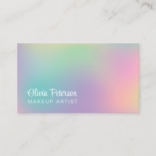 Carte De Visite Script blanc élégant holographique moderne (Devant)