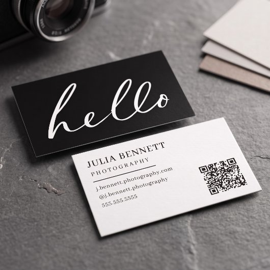 Carte De Visite Script "Bonjour" Moderne