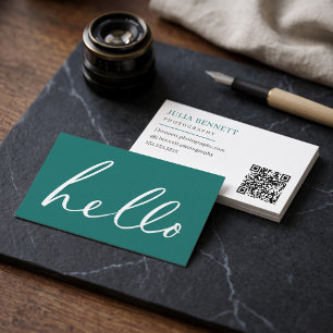 Carte De Visite Script "Bonjour" Moderne