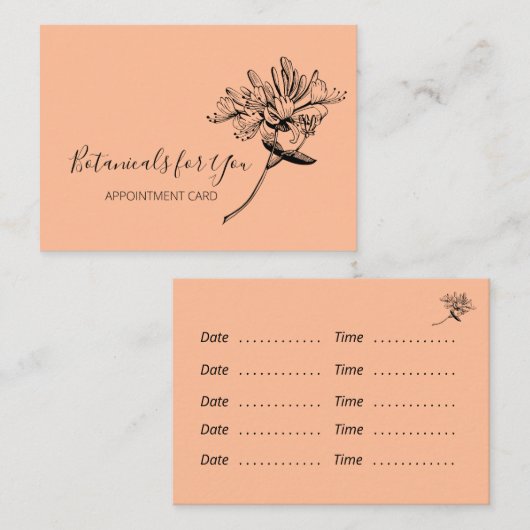 Carte De Visite Script botanique moderne et chou (Devant / Derrière)