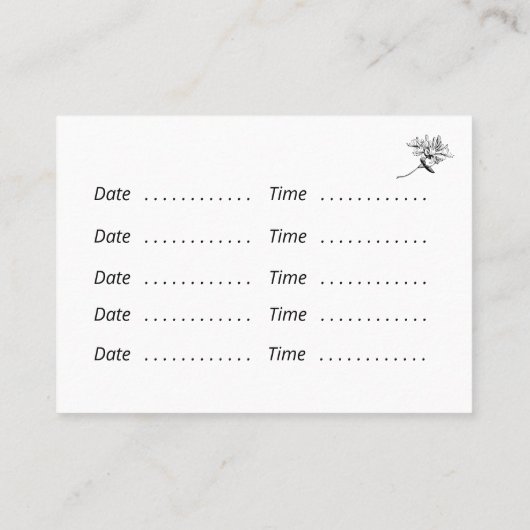 Carte De Visite Script botanique moderne et chou (Dos)