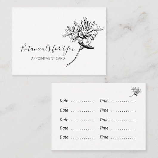 Carte De Visite Script botanique moderne et chou (Devant / Derrière)