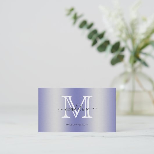Carte De Visite Script brushed metal monogram (Debout devant)