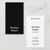 Carte De Visite Script Calligraphié Classique Noir Blanc Retro Loo (Devant / Derrière)