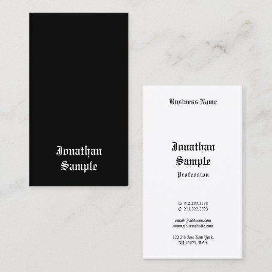 Carte De Visite Script Calligraphié Classique Noir Blanc Retro Loo (Devant / Derrière)