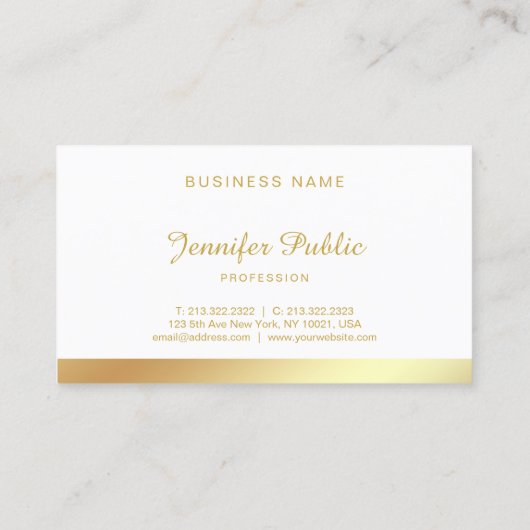 Carte De Visite Script Calligraphie manuscrite Or Élégant Simple (Dos)