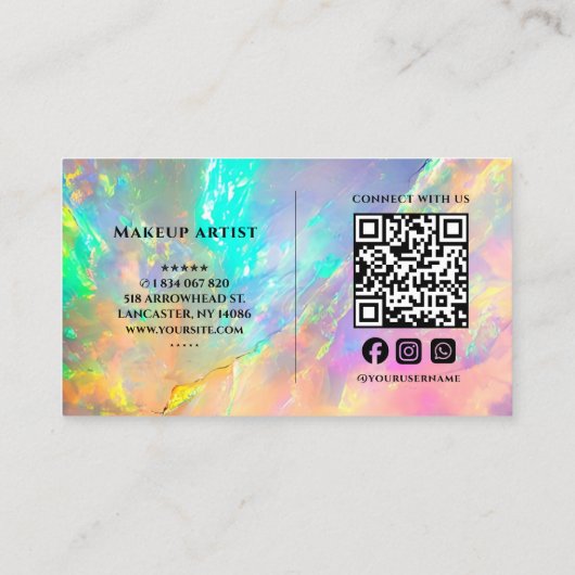 Carte De Visite Script Calligraphie Opale Pierre QR Code (Dos)