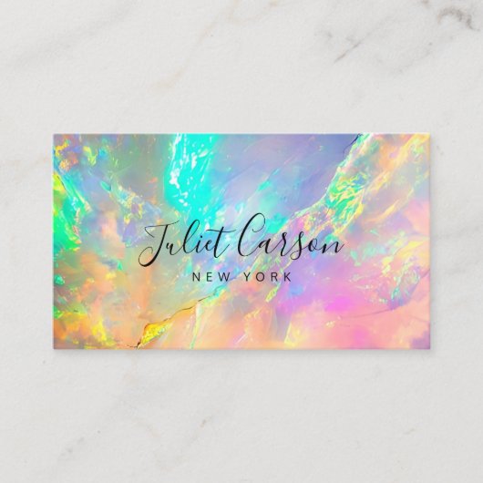 Carte De Visite Script Calligraphie Opale Pierre QR Code (Devant)