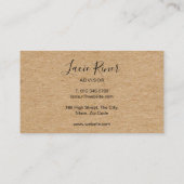 Carte De Visite Script chic Coeur d'amour d'argent Rustic Kraft (Dos)