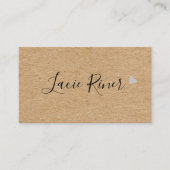 Carte De Visite Script chic Coeur d'amour d'argent Rustic Kraft (Devant)
