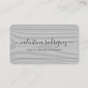 Carte De Visite Script chic Signature noir et gris Faux bois