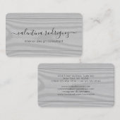 Carte De Visite Script chic Signature noir et gris Faux bois (Devant / Derrière)