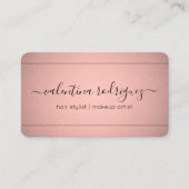 Carte De Visite Script Chic Signature Rose Rose Or Faux Foil (Devant)