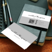 Carte De Visite Script Classic Double Tone Silver Gris Script QR C