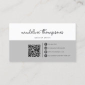 Carte De Visite Script Classic Double Tone Silver Gris Script QR C (Dos)
