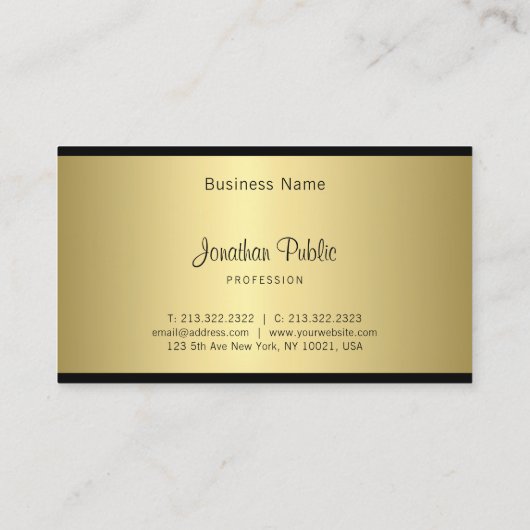 Carte De Visite Script Classique Design Moderne Design Glamour Or (Dos)