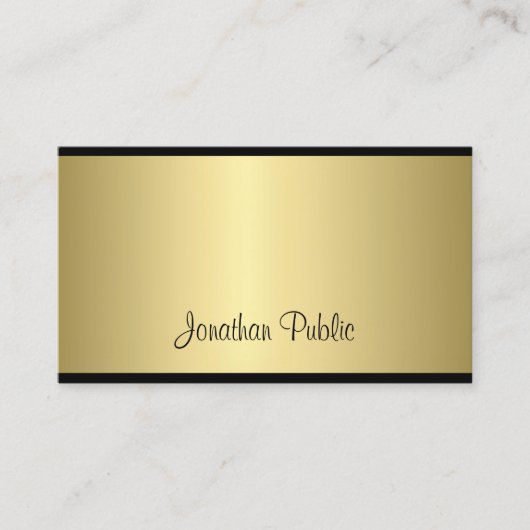 Carte De Visite Script Classique Design Moderne Design Glamour Or (Devant)