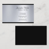 Carte De Visite Script classique moderne Silver Professional Luxe  (Devant / Derrière)