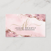 Carte De Visite Script d'agate rose vierge Monogramme Parties scin (Devant)