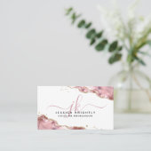 Carte De Visite Script d'agate rose vierge Monogramme Parties scin (Debout devant)