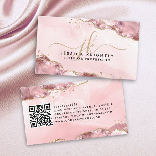 Carte De Visite Script d'agate rose vierge Monogramme Parties scin
