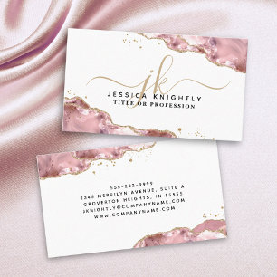 Carte De Visite Script d'agate rose vierge Monogramme Parties scin