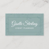 Carte De Visite Script d'art Turquoise Floral Line du planificateu (Devant)