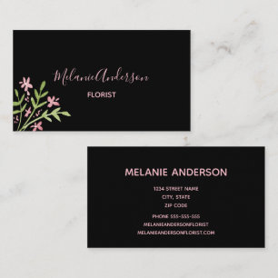 CARTE DE VISITE SCRIPT DE BOUQUET FLORAL ROSE MINIMALISTE