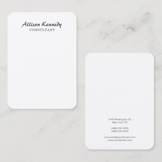 Carte De Visite Script de brosse blanche ultra épaisse de Chubby v (Devant / Derrière)