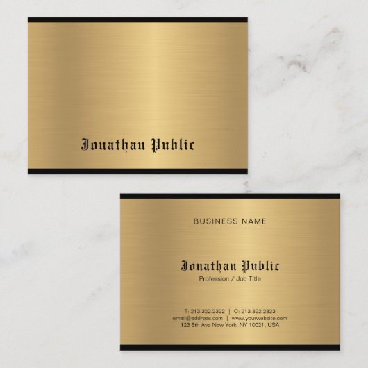 Carte De Visite Script de calligraphie classique Glam Gold Elegant (Devant / Derrière)