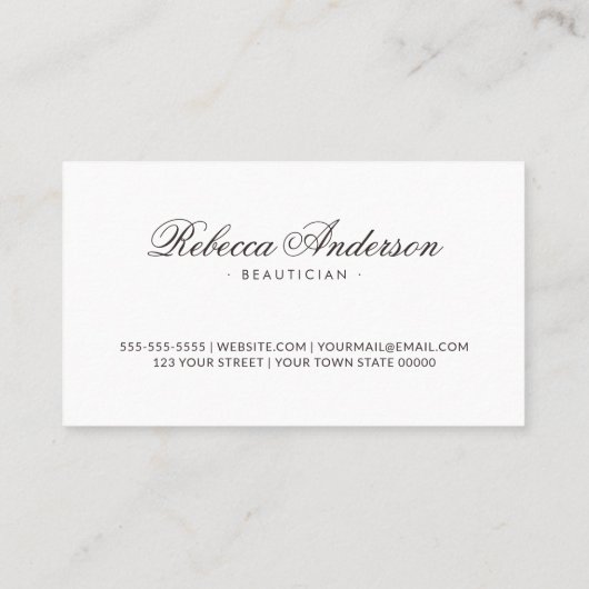 Carte De Visite Script de calligraphie de bordure en marbre élégan (Dos)