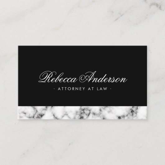 Carte De Visite Script de calligraphie de bordure en marbre élégan (Devant)