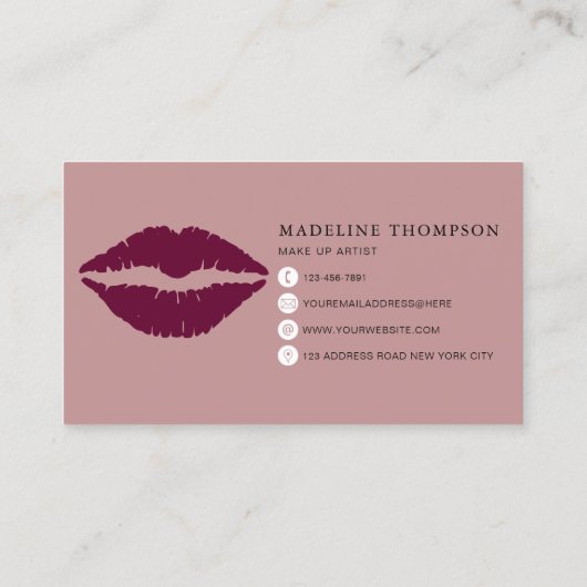 Carte De Visite Script de calligraphie des lèvres teintées de vin (Dos)
